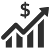 graph with dollar sign and arrow going up icon