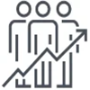 3 figures with arrow going up icon